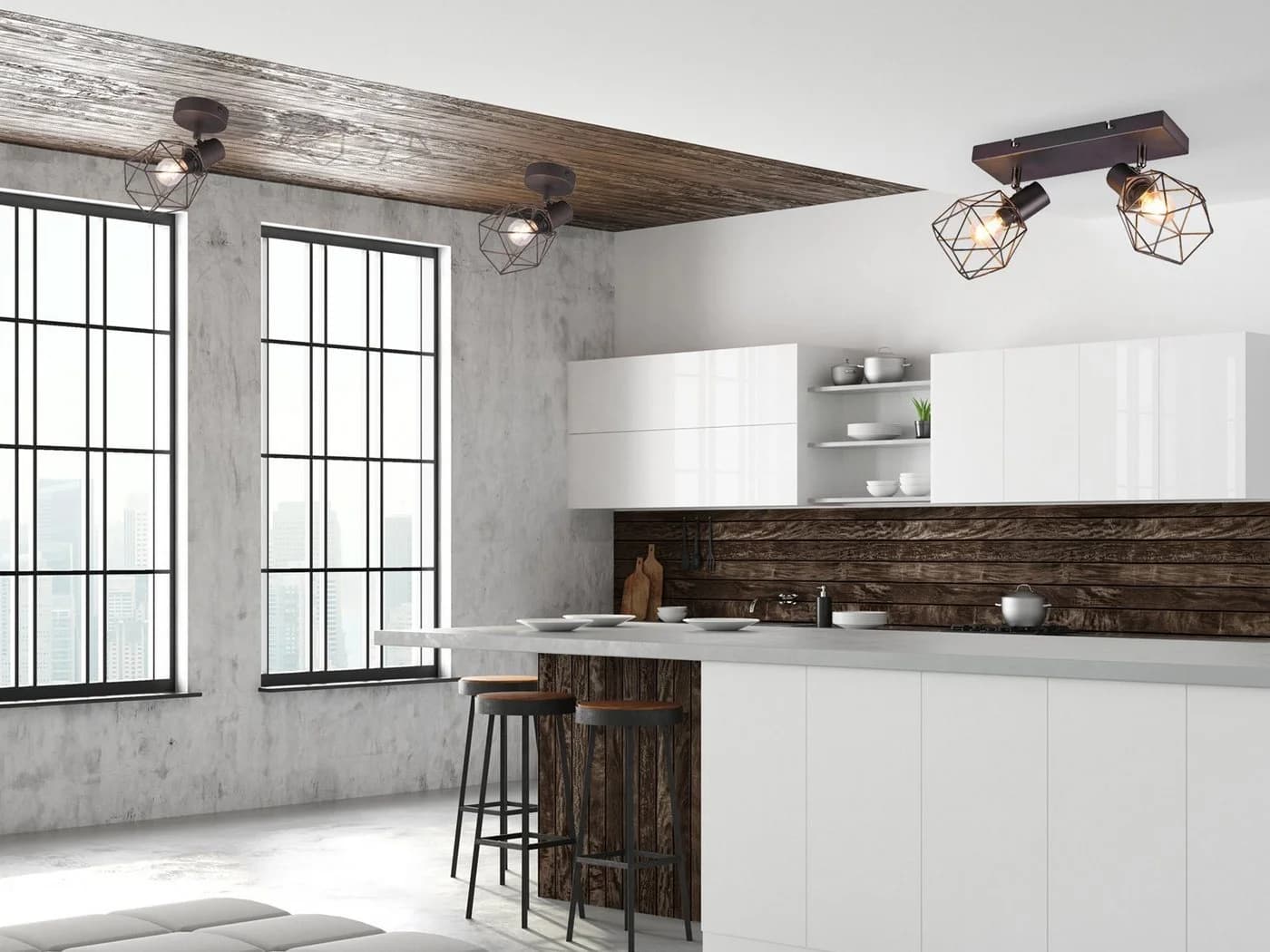 meineWunschleuchte Deckenspots Industrie-Design Rostoptik 2x Draht - Bild 5