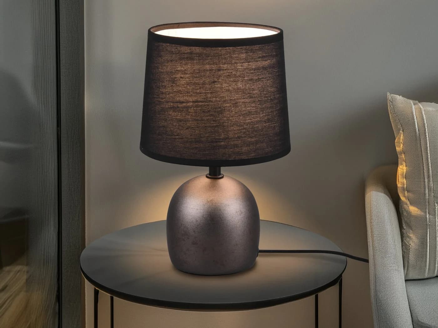 Reality Leuchten LED Nachttischlampe Dimmbar Skandinavisch Silber Schwarz - Bild 5