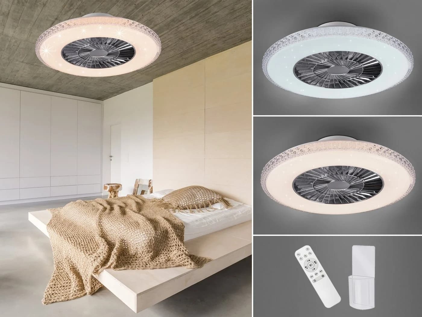 Reality Leuchten LED Deckenleuchte mit Ventilator und Sternenhimmel