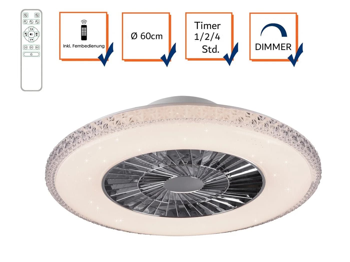 Reality Leuchten LED Deckenleuchte mit Ventilator und Sternenhimmel - Bild 3