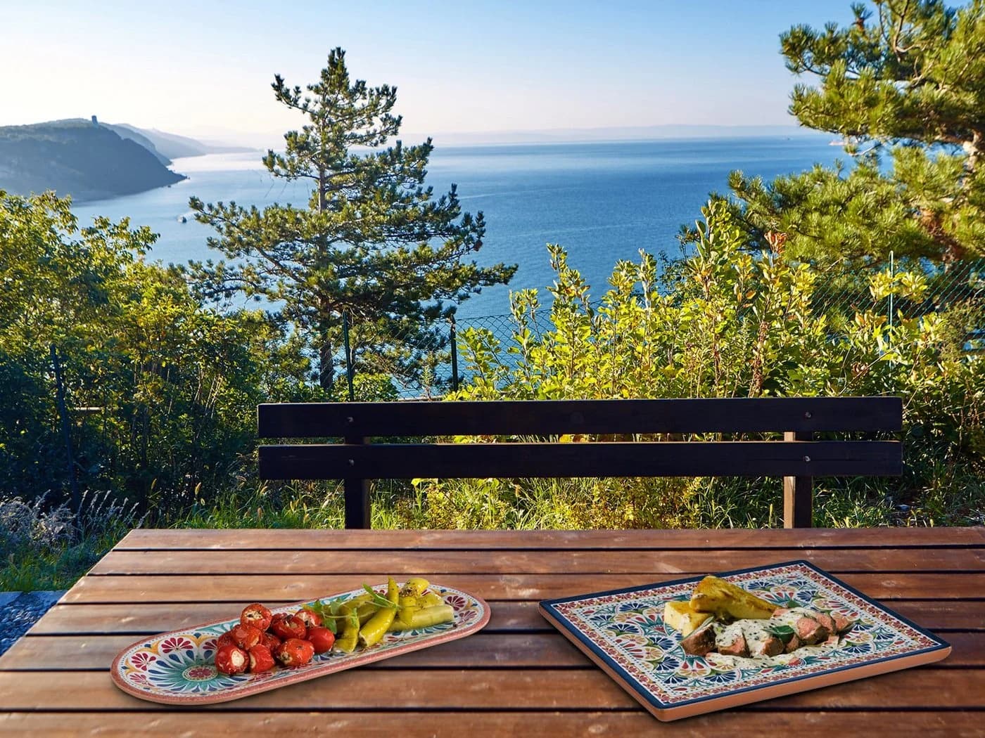 APS Servierplatte 2-tlg. Melamin Set mediterran Design