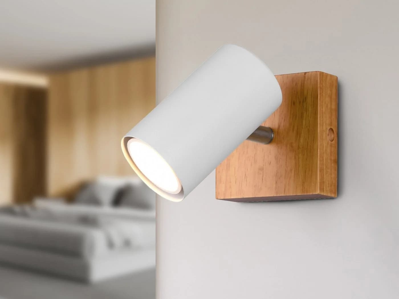 TRIO Leuchten LED Wandleuchte Weiß Dimmbar Holz Metall