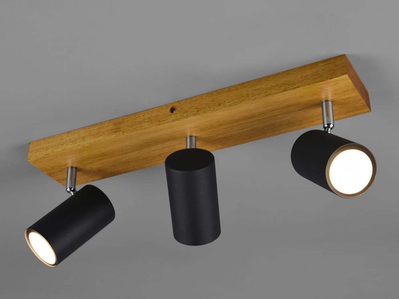 TRIO Leuchten LED Deckenstrahler Schwarz Holz Dimmbar