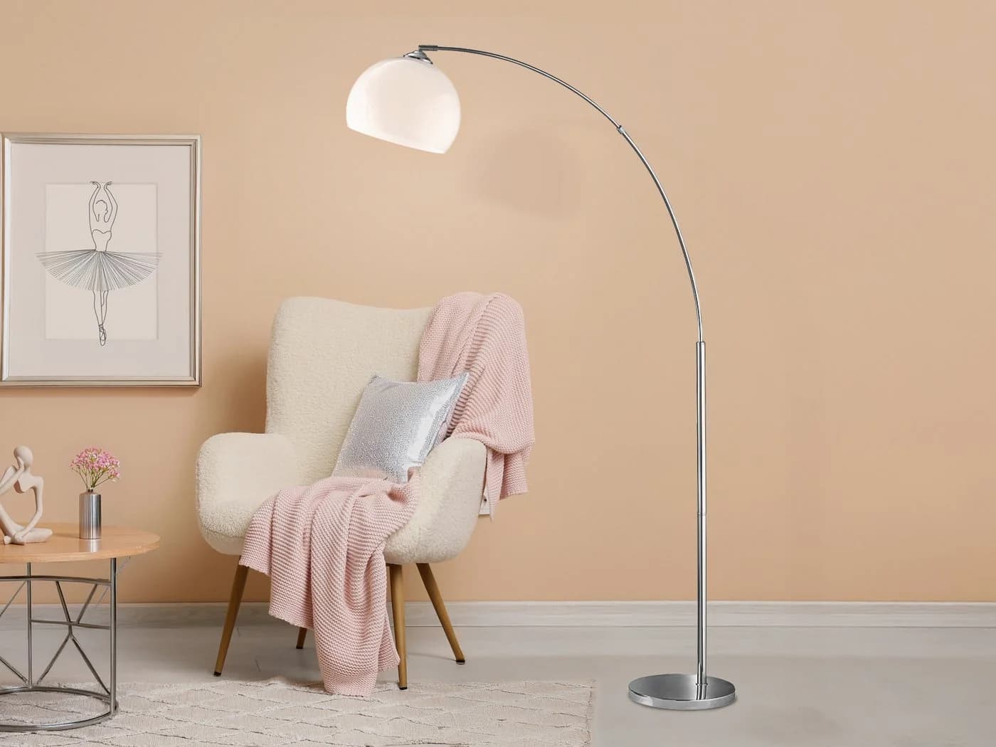 Reality Leuchten LED Bogenlampe mit Dimmfunktion Weiß Chrom - Bild 5