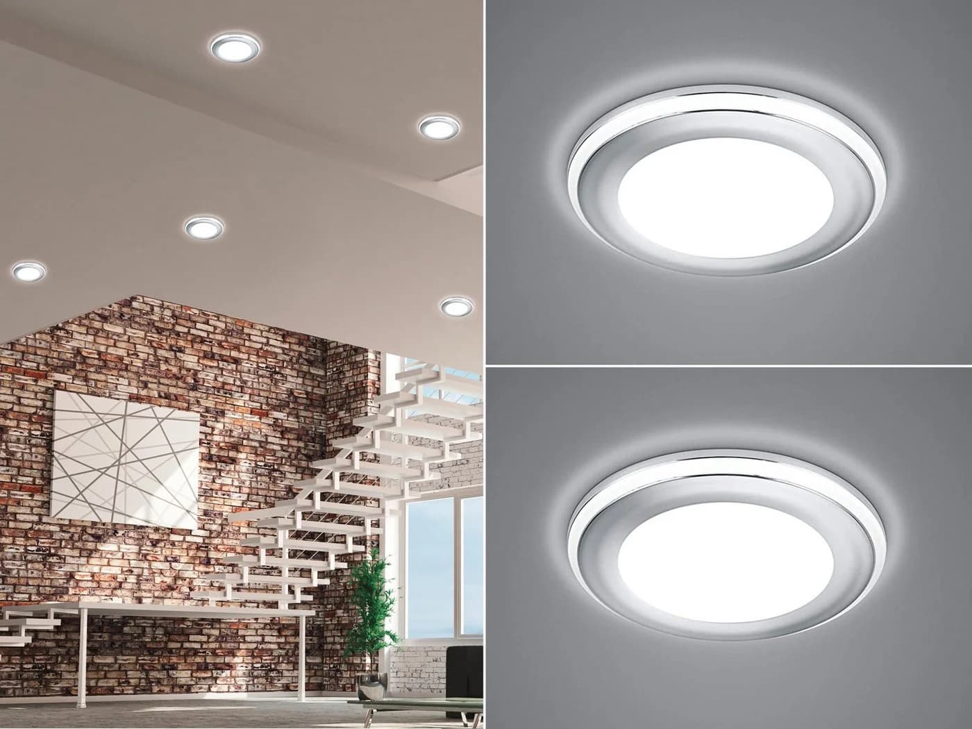 TRIO Leuchten LED Einbaustrahler 2er Set Warmweiß Silber Chrom