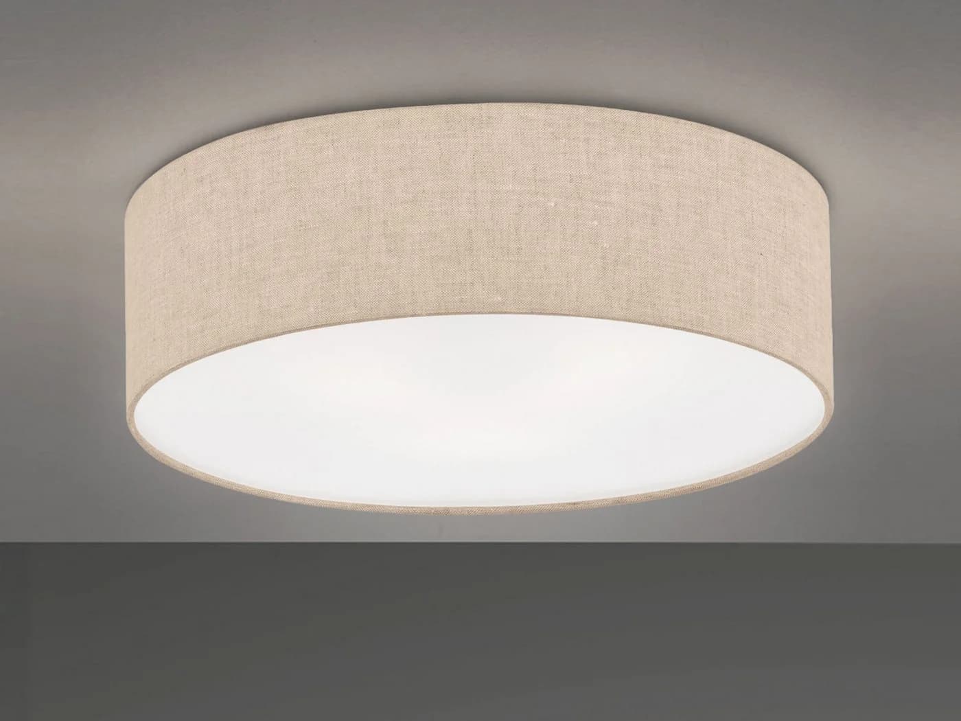 FISCHER & HONSEL LED Deckenleuchte Dimmfunktion Warmweiß Designklassiker Stoff-Lampe Decke 40cm Lampenschirm Leinen Beige - Bild 3