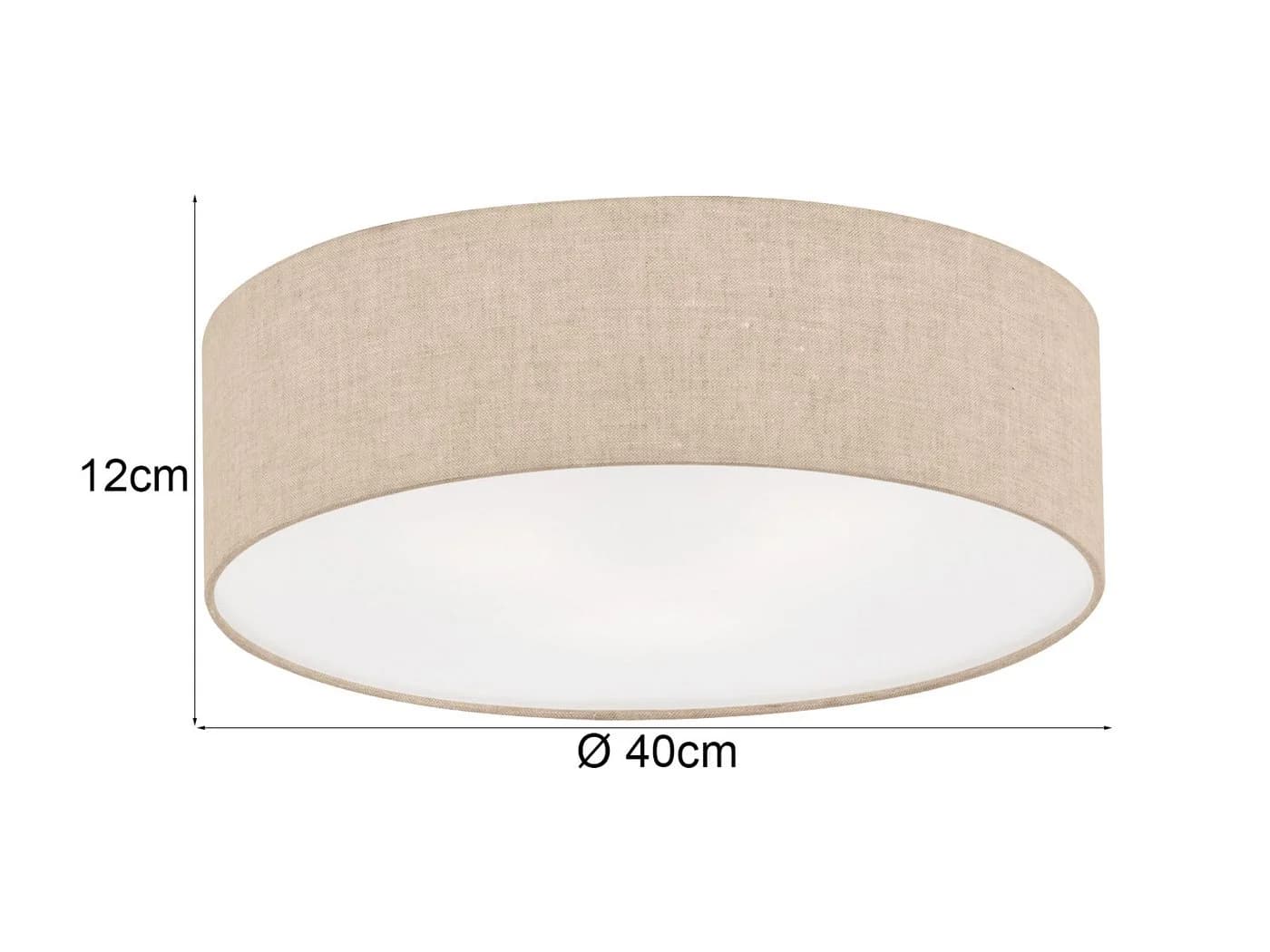 FISCHER & HONSEL LED Deckenleuchte Dimmfunktion Warmweiß Designklassiker Stoff-Lampe Decke 40cm Lampenschirm Leinen Beige - Bild 4