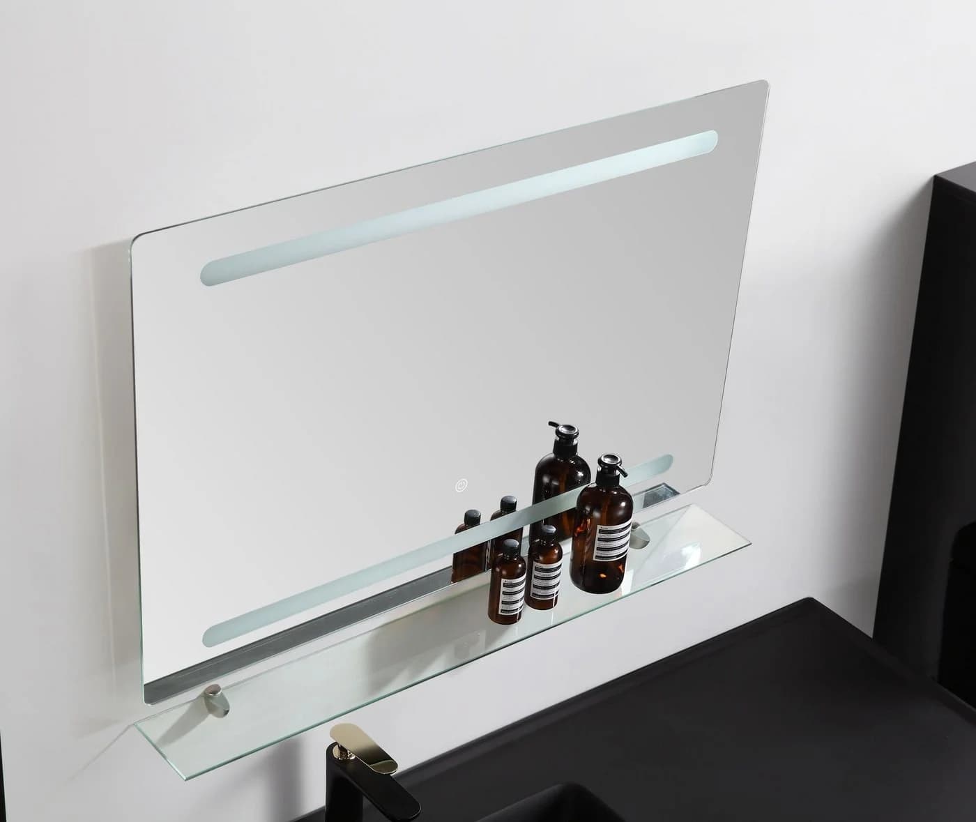 Faizee Möbel Badmöbel-Set Schwarz 5tlg Komplett Set MDF-Holz
