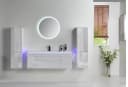Faizee Möbel Badmöbel-Set Weiß Hochglanz mit LED-Spiegel und Soft-Close Bild 2