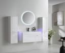 Faizee Möbel Badmöbel-Set Weiß Hochglanz mit LED-Spiegel und Soft-Close Bild 3