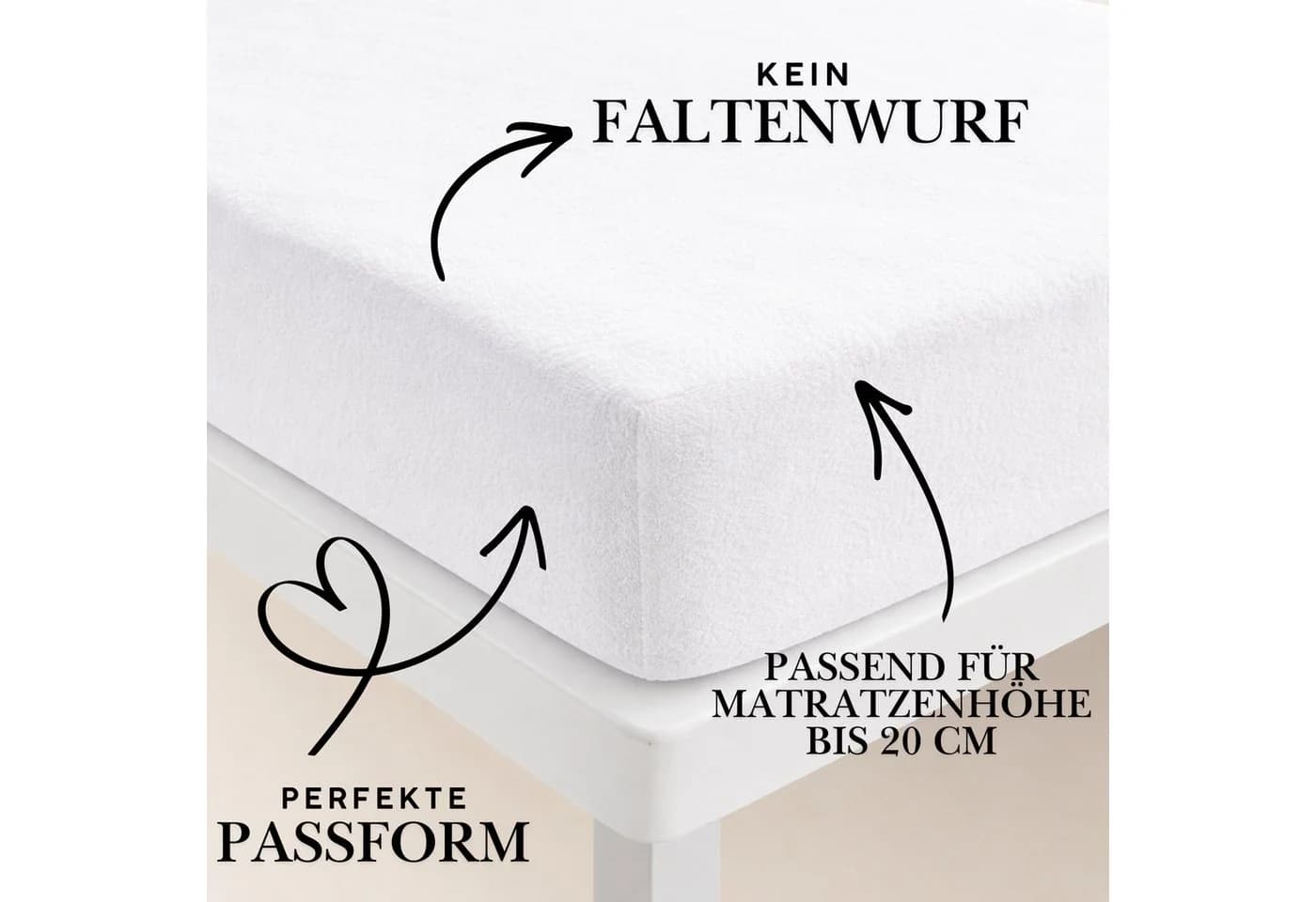 DH DEIN . HAUS Spannbettlaken Frottee SOFT Beige Baumwolle Rundumgummi - Bild 5