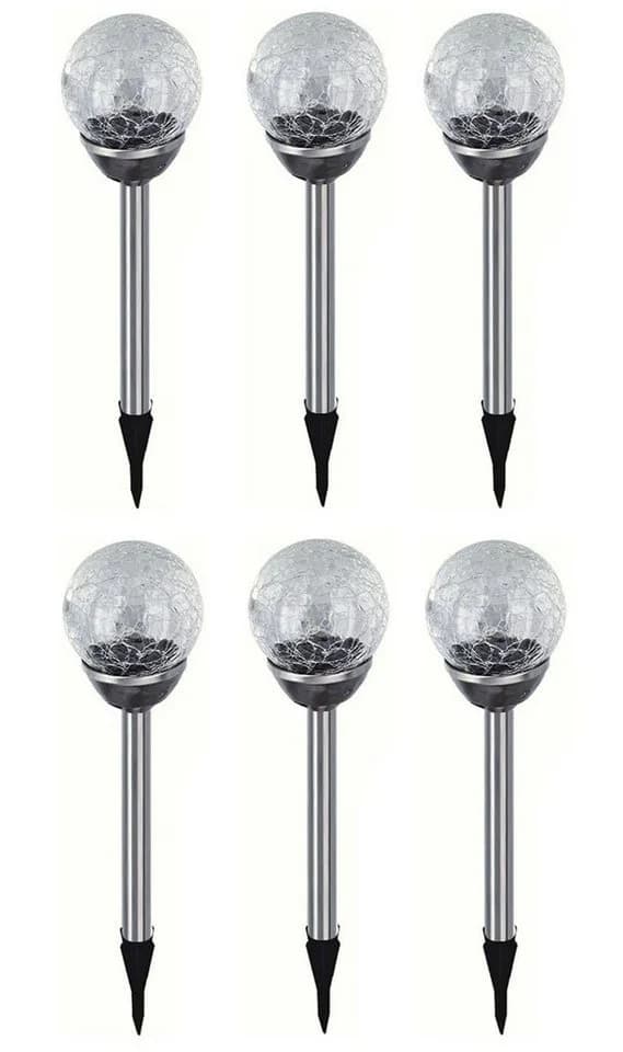 HAC24 LED Solarleuchte Kugel Crackle-Glas Weiß - Bild 2