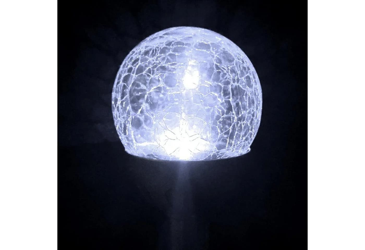 HAC24 LED Solarleuchte Kugel Crackle-Glas Weiß - Bild 3