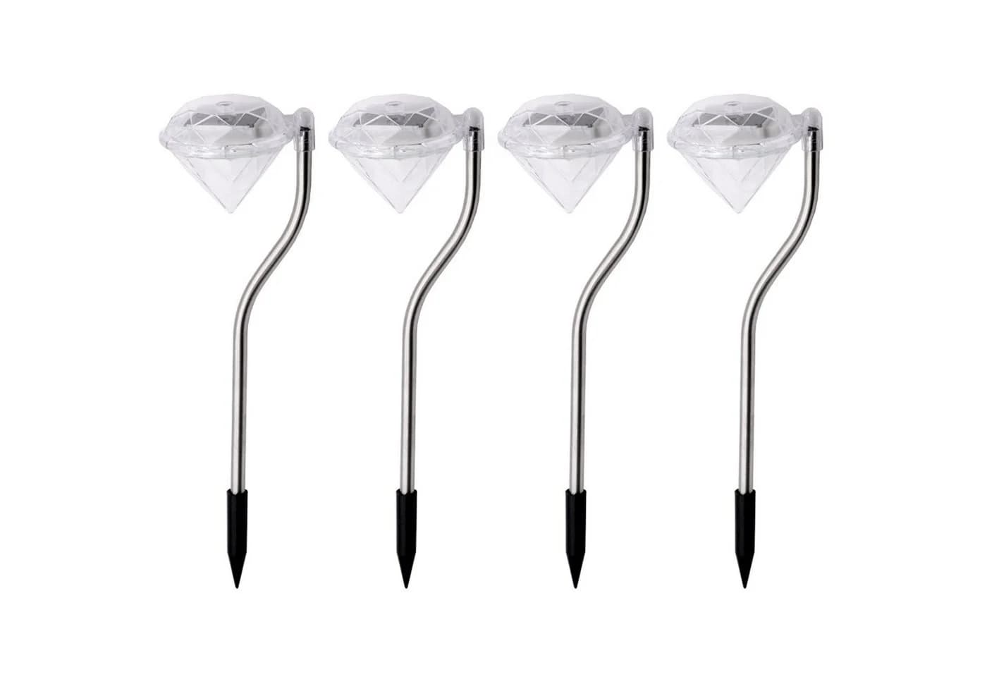 EAXUS LED Solarleuchte 4x Farbwechsler Edelstahl Diamant Optik - Bild 2