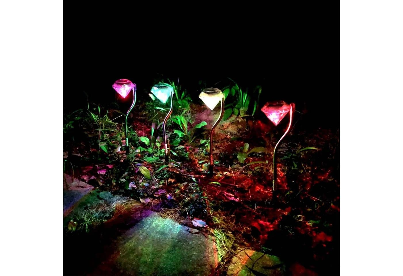 EAXUS LED Solarleuchte 4x Farbwechsler Edelstahl Diamant Optik - Bild 4