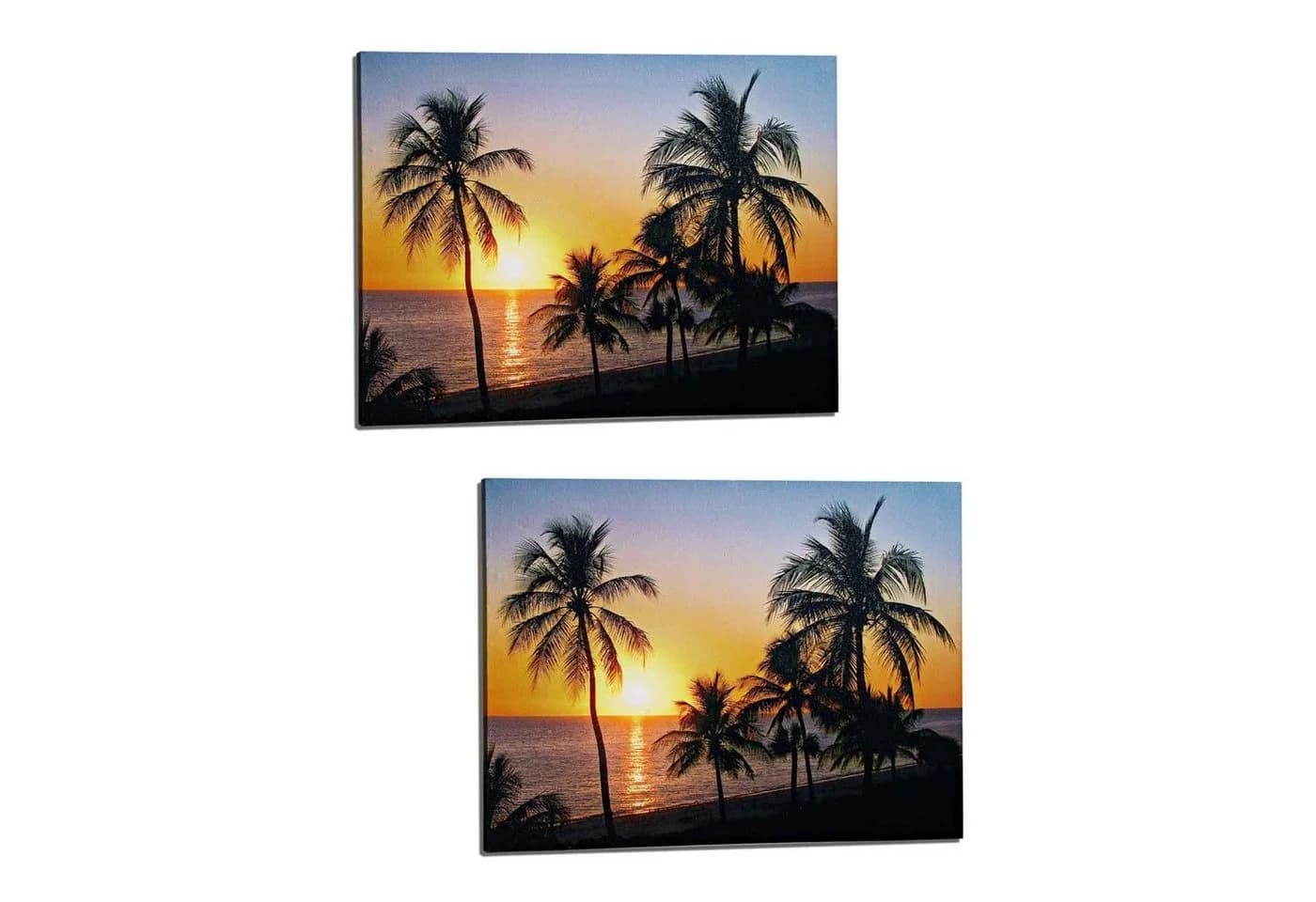 HAC24 LED-Bild LED Leinwand Strand Beleuchtet Wandbild Leuchtbild Leucht Strandbild, Sonnenuntergang (Set, 2 St), Batteriebetrieben - Bild 2