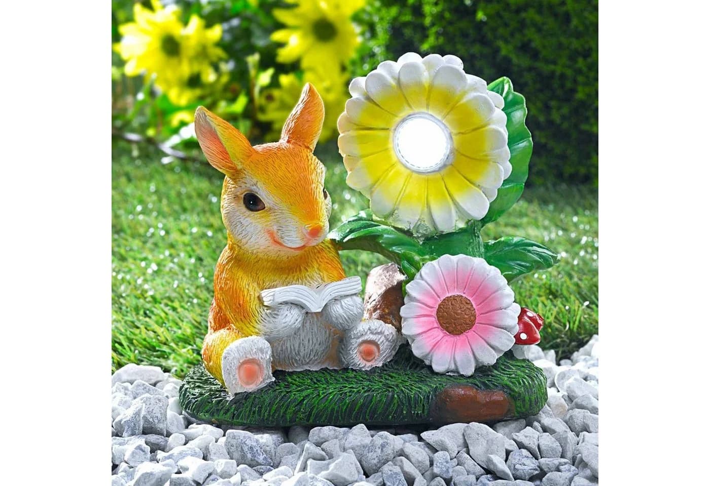 HAC24 LED Solarleuchte Garten Solar Gartenfigur Solarlicht Solarlampe Häschen Gartendeko