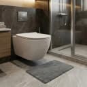 HAC24 Badematte Grau Rautenmuster 60x40 cm Baumwolle Bild 1