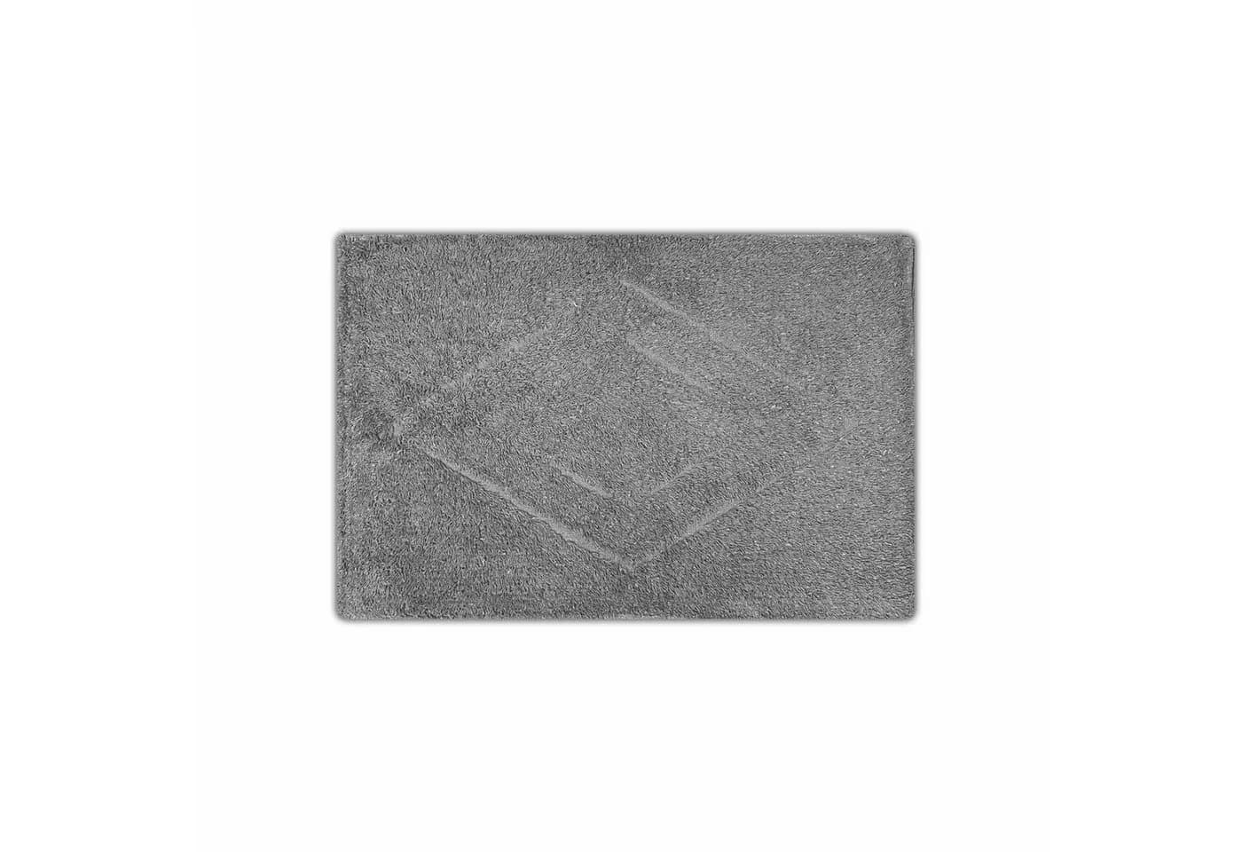 HAC24 Badematte Grau Rautenmuster 60x40 cm Baumwolle - Bild 2