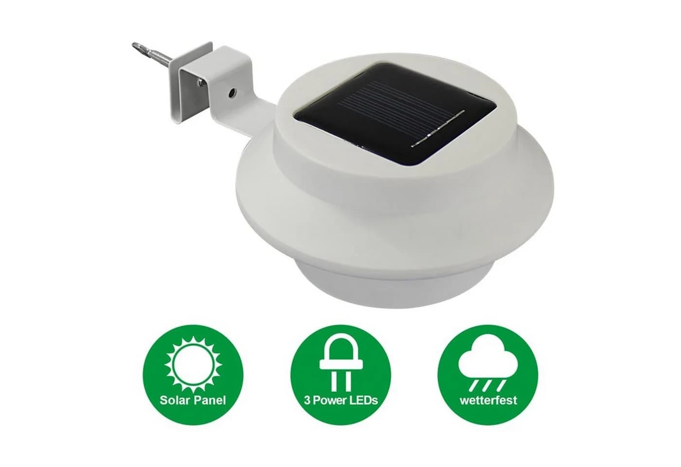 HAC24 LED Dachrinnenleuchte Solar 4x Kaltweiß mit Befestigung