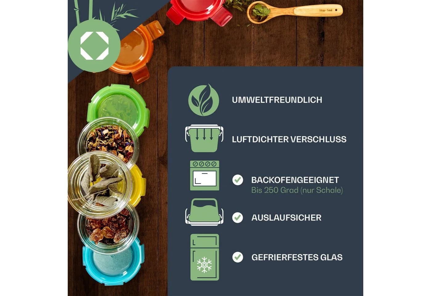 Klarstein Frischhaltedose Babygläser 6er-Set Glas Bunt