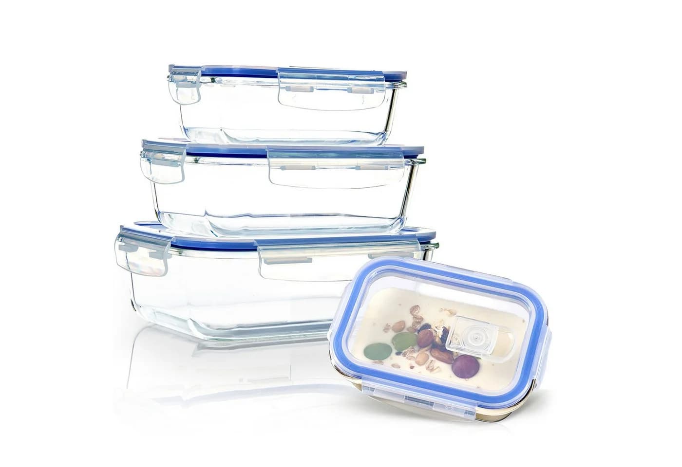 Klarstein Frischhaltedose 4er Set Glas rechteckig mit Bügelverschluss - Bild 2