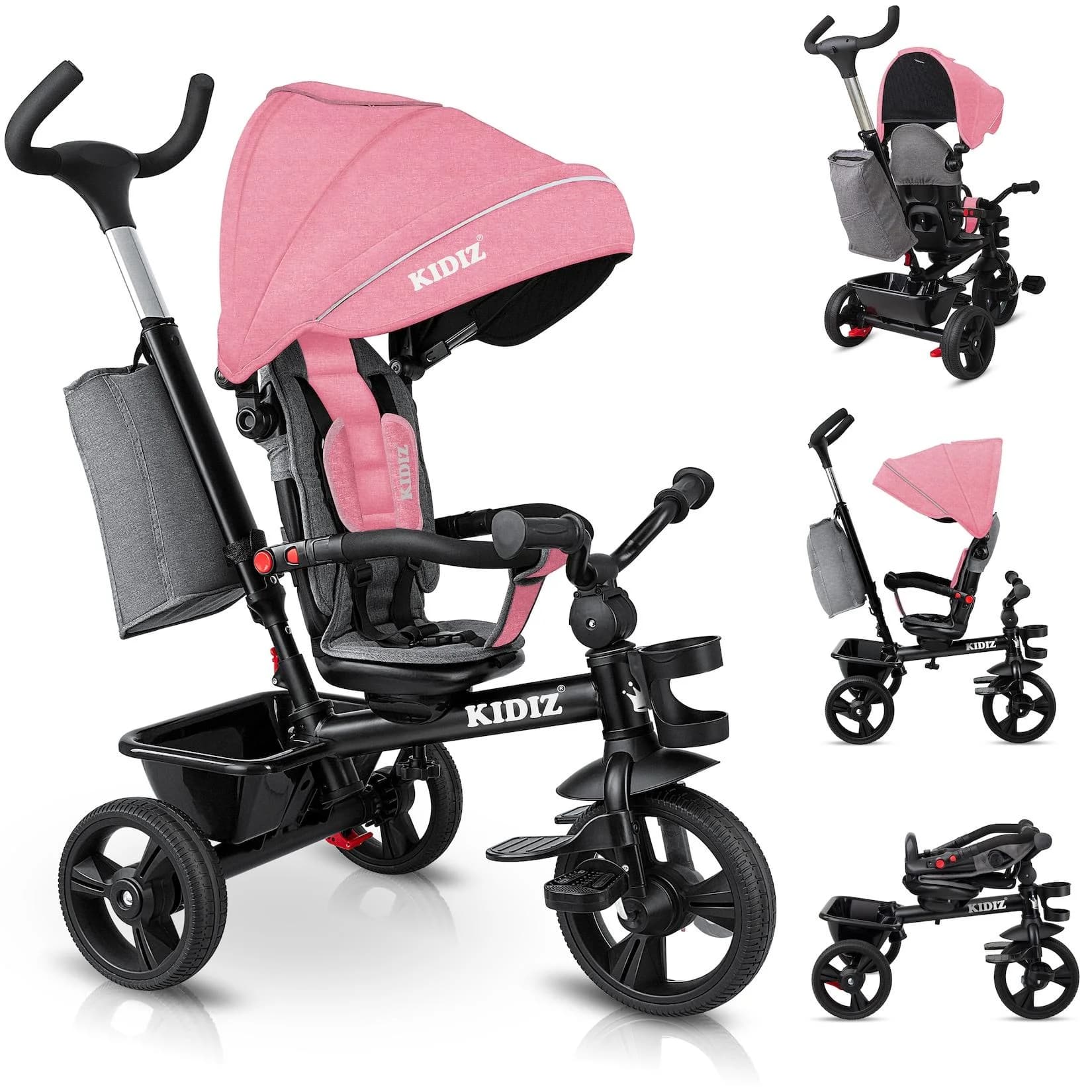 KIDIZ Kinderdreirad 5in1 mit Schubstange klappbar