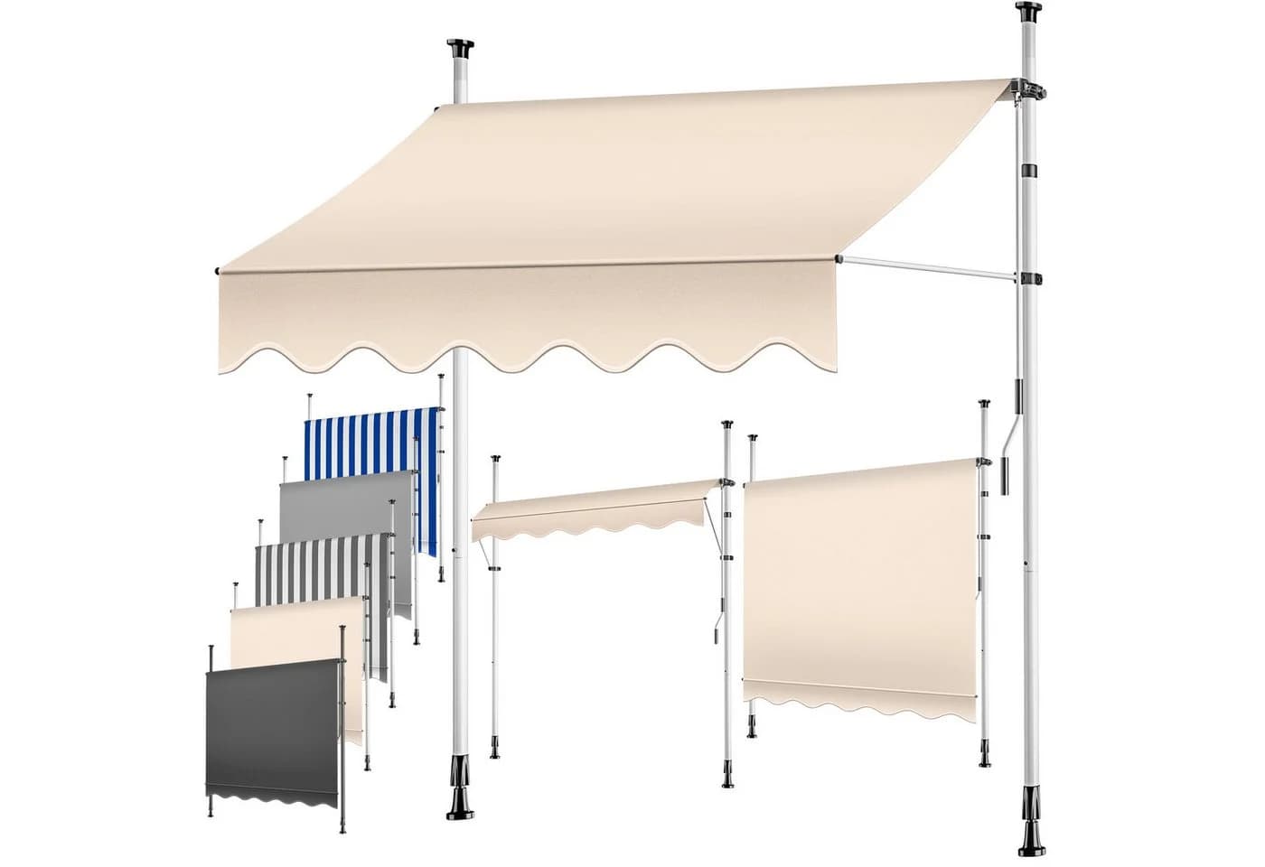 KESSER Klemmmarkise mit Handkurbel Beige UV-beständig höhenverstellbar - Bild 3