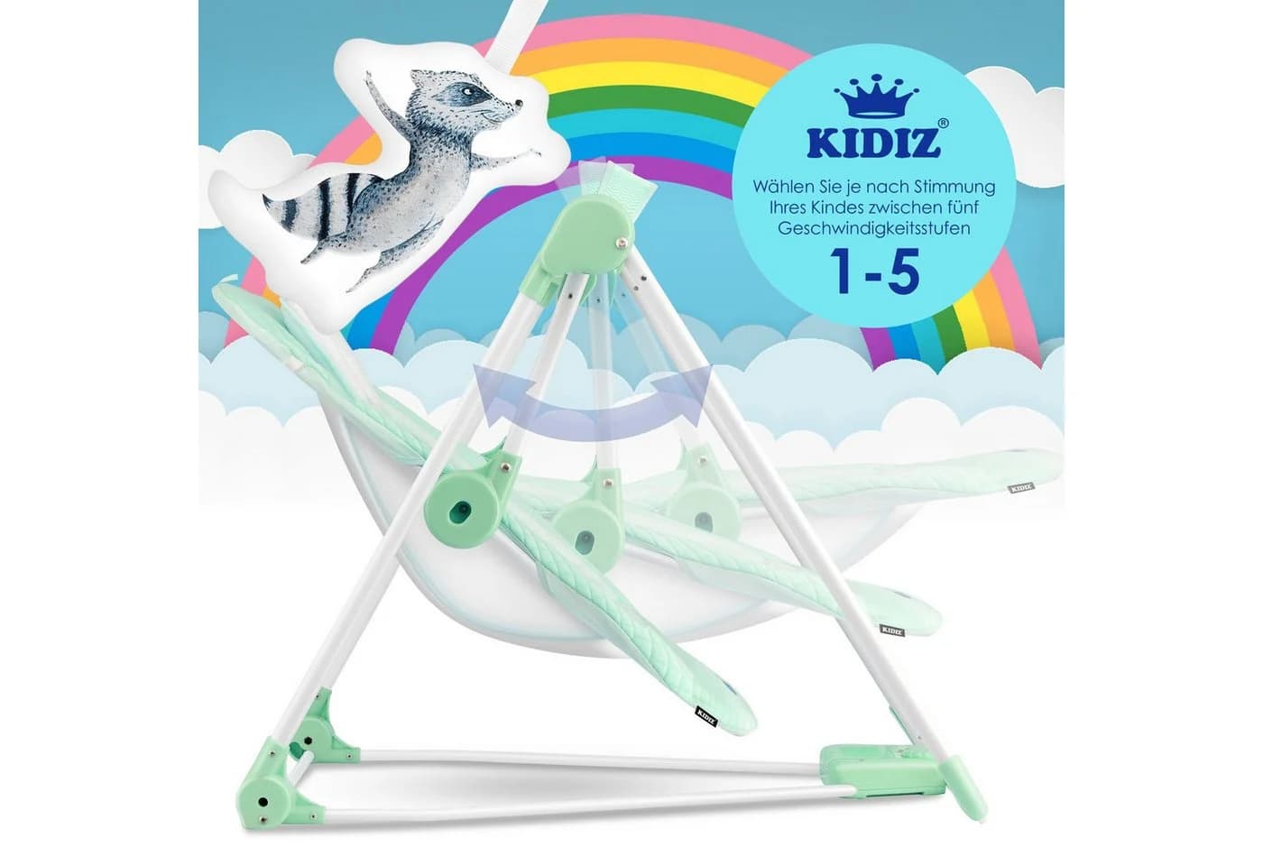 KIDIZ Babywippe mit 5 Geschwindigkeiten & Naturgeräuschen - Bild 4