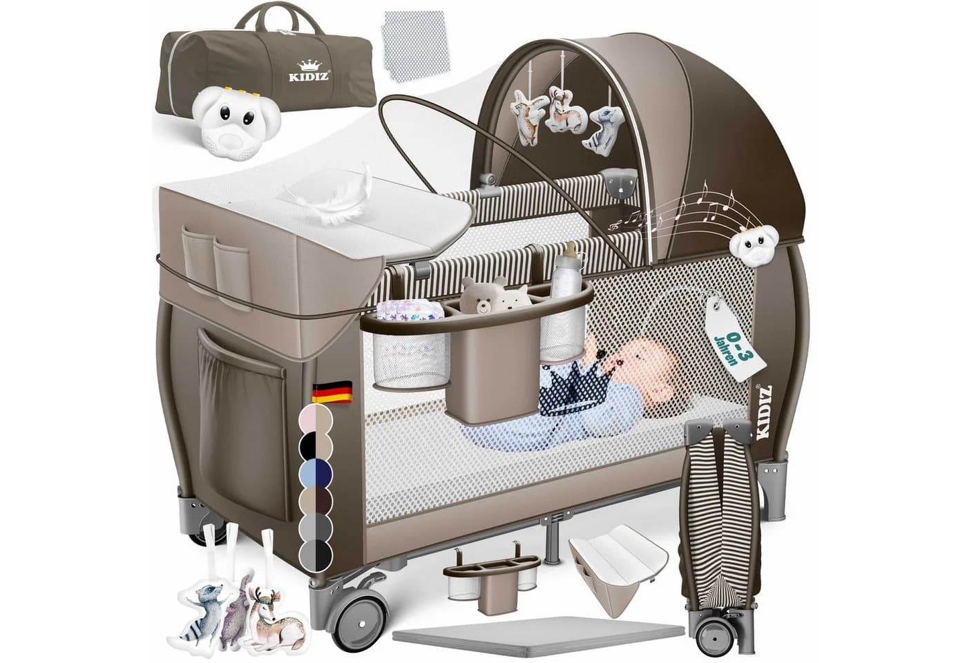 KIDIZ Babybett Reisebett Kinderreisebett Faltbar mit Matratze 120x60 - Bild 3