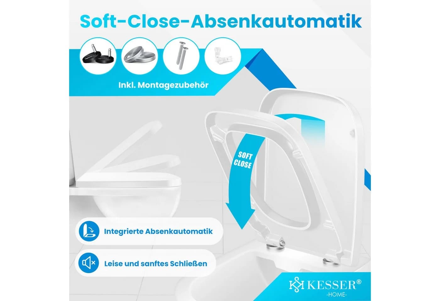 KESSER WC-Sitz Duroplast mit SoftClose & Click-n'Clean Weiß - Bild 3