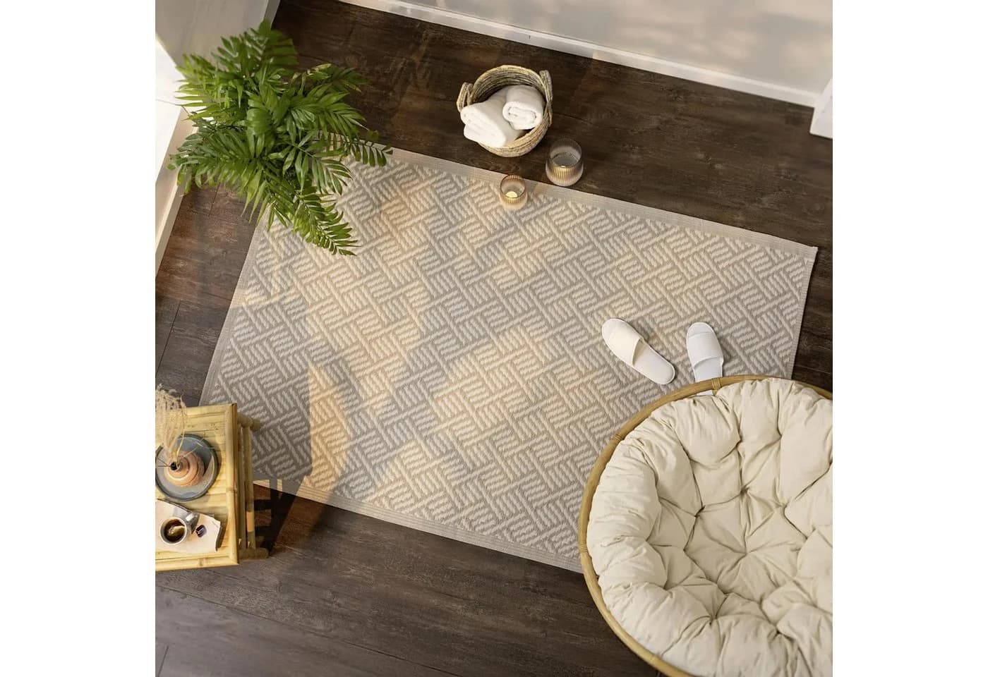Dekoleidenschaft Outdoorteppich Beige 120x180 cm