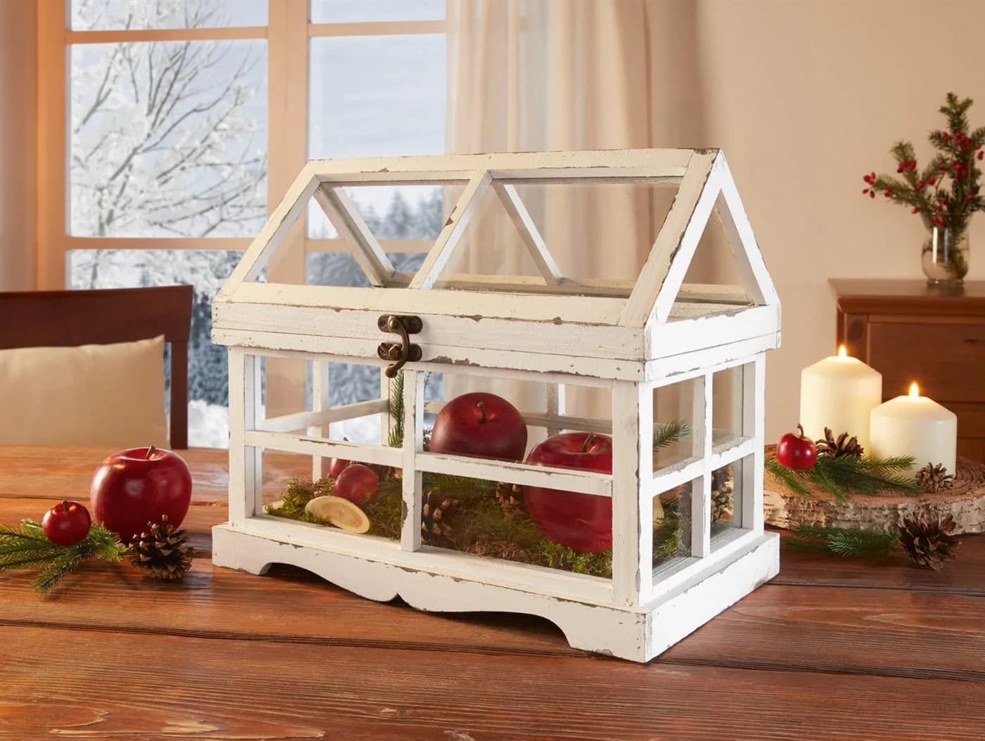Dekoleidenschaft Mini-Gewächshaus Shabby Weiß Holz - Bild 3