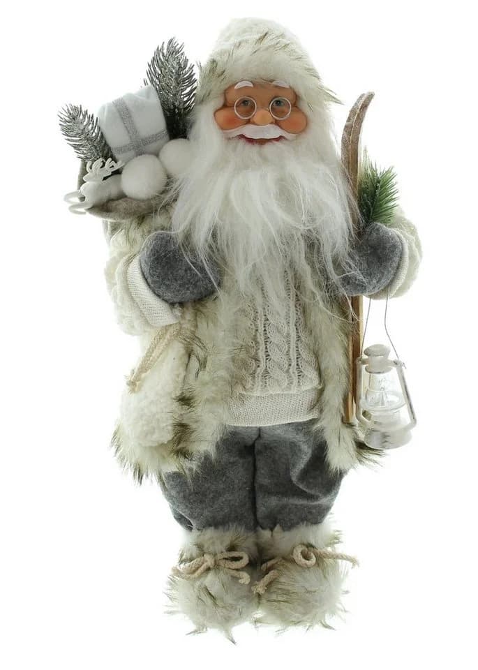 Dekoleidenschaft Weihnachtsmann Winter 46 cm hoch, Santa Claus Figur Deko Nikolaus mit Laterne & Ski - Bild 2