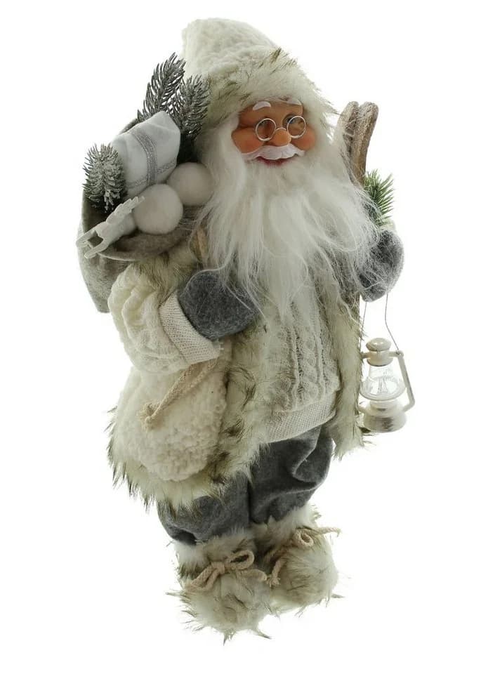 Dekoleidenschaft Weihnachtsmann Winter 46 cm hoch, Santa Claus Figur Deko Nikolaus mit Laterne & Ski - Bild 3
