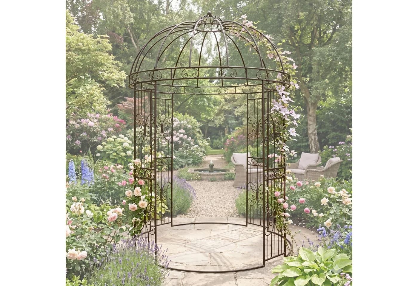Dekoleidenschaft Pavillon "Romance" Metall braun rund Ø 2m
