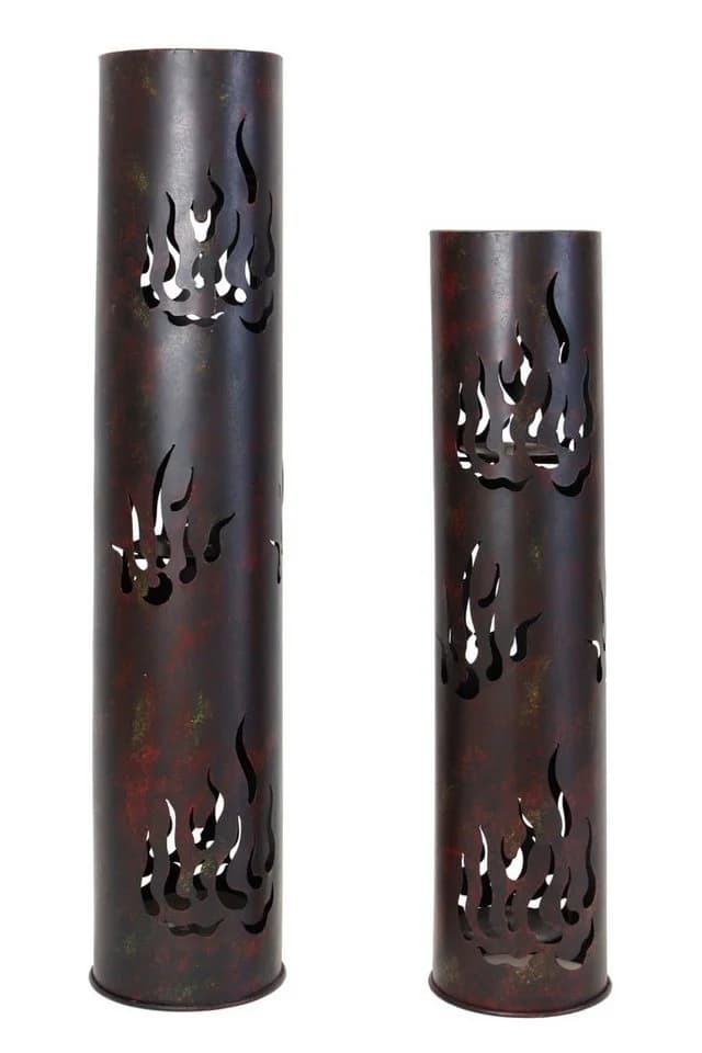 Dekoleidenschaft Bodenwindlicht "Flammen" 2er Set Metall Antik Optik - Bild 2