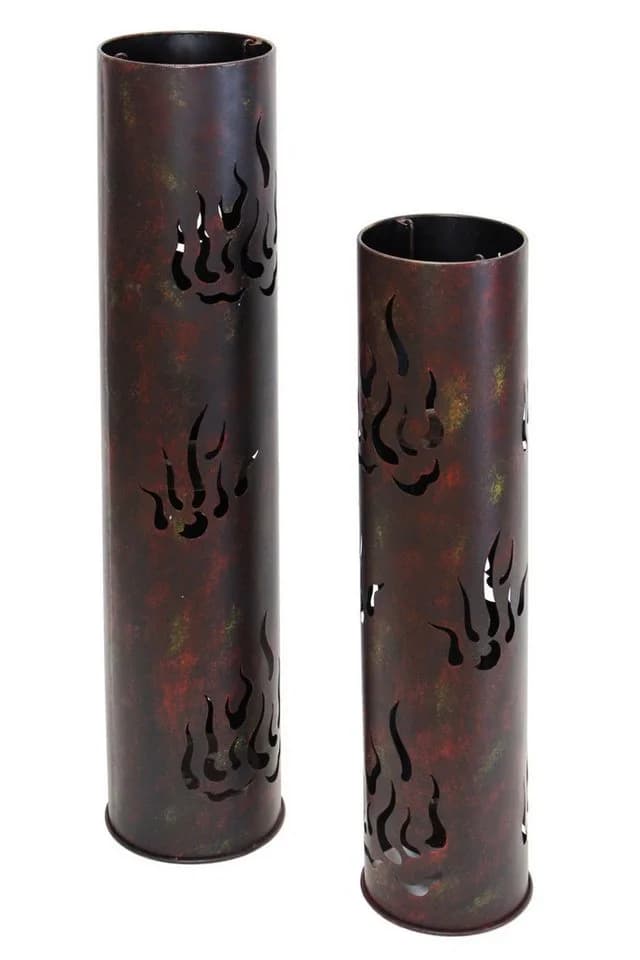 Dekoleidenschaft Bodenwindlicht "Flammen" 2er Set Metall Antik Optik - Bild 3