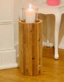 Dekoleidenschaft Bodenwindlicht Windlichtsäule Rustikal Holz Kerzenhalter Bild 3