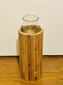 Dekoleidenschaft Bodenwindlicht Windlichtsäule Rustikal Holz Kerzenhalter Bild 5