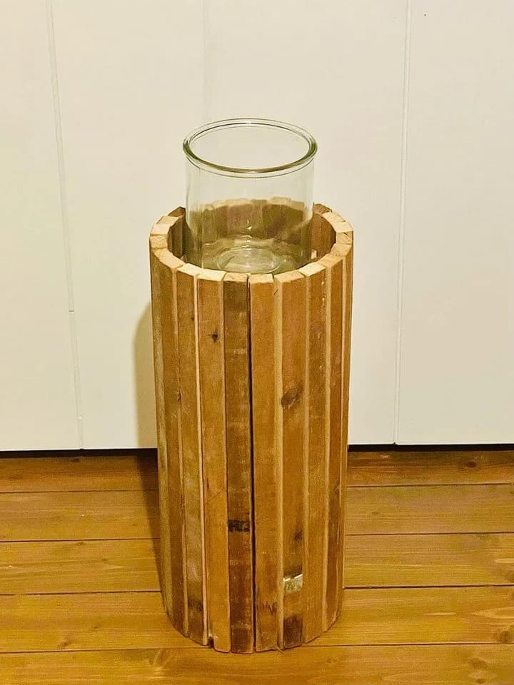 Dekoleidenschaft Bodenwindlicht Windlichtsäule Rustikal Holz Kerzenhalter - Bild 5