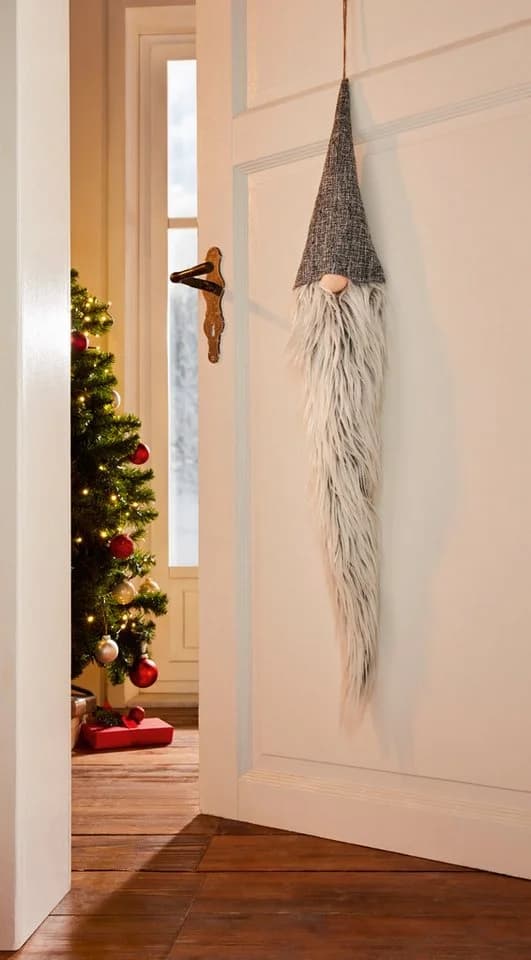 Dekohänger aus Plüsch in Grau für Weihnachten, Wand und Tür - Bild 5