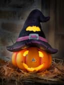 Dekoleidenschaft Windlicht "Hexenhut" Halloween Kürbis Orange Bild 1