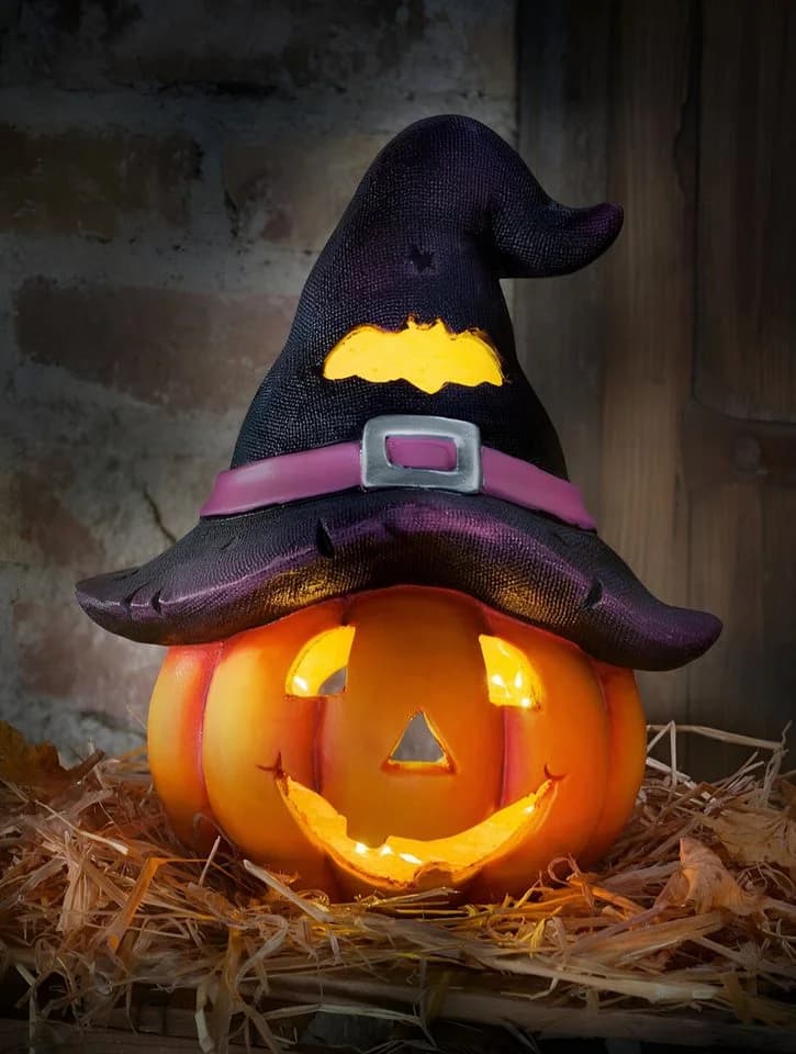 Dekoleidenschaft Windlicht "Hexenhut" Halloween Kürbis Orange