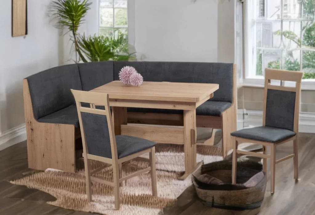 Stolebaenk Eckbankgruppe Duisburg Artisan mit Staufach und Massivholzstühlen