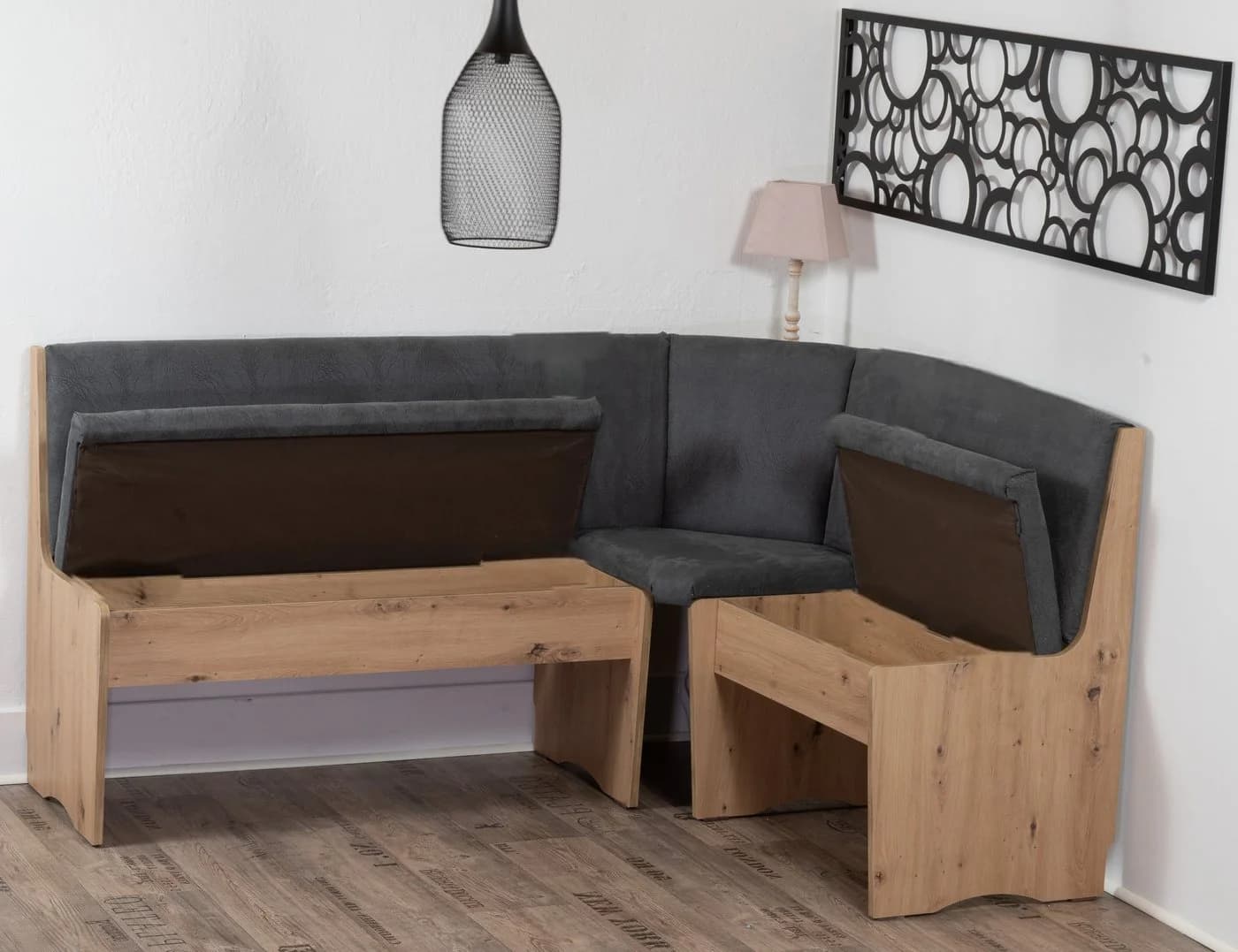 Stolebaenk Eckbankgruppe Duisburg Artisan mit Staufach und Massivholzstühlen - Bild 5
