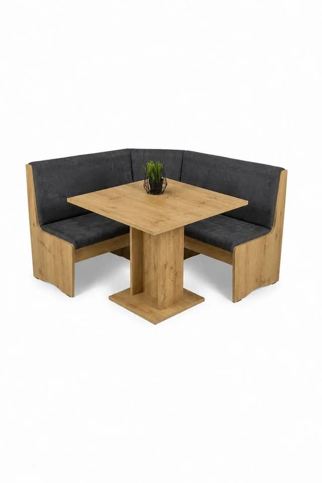 Stolebaenk Eckbankgruppe Lügde Set mit Tisch & 2 Stühlen Grau