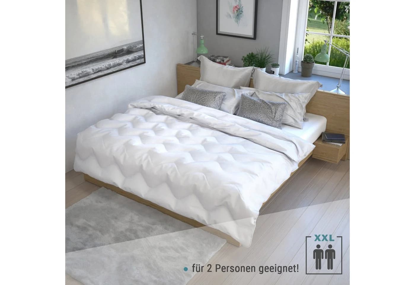 Jekatex Microfaserbettdecke 200x200 cm Weiß Ganzjahresdecke - Bild 2