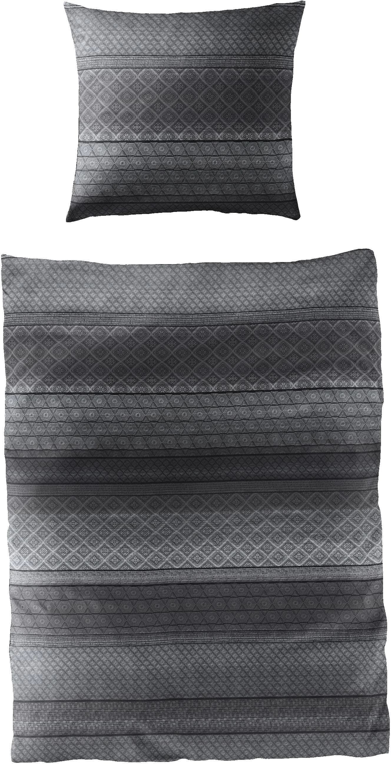 JEKATEX Bettwäsche EVELYN Grau Mako-Satin 100% Baumwolle