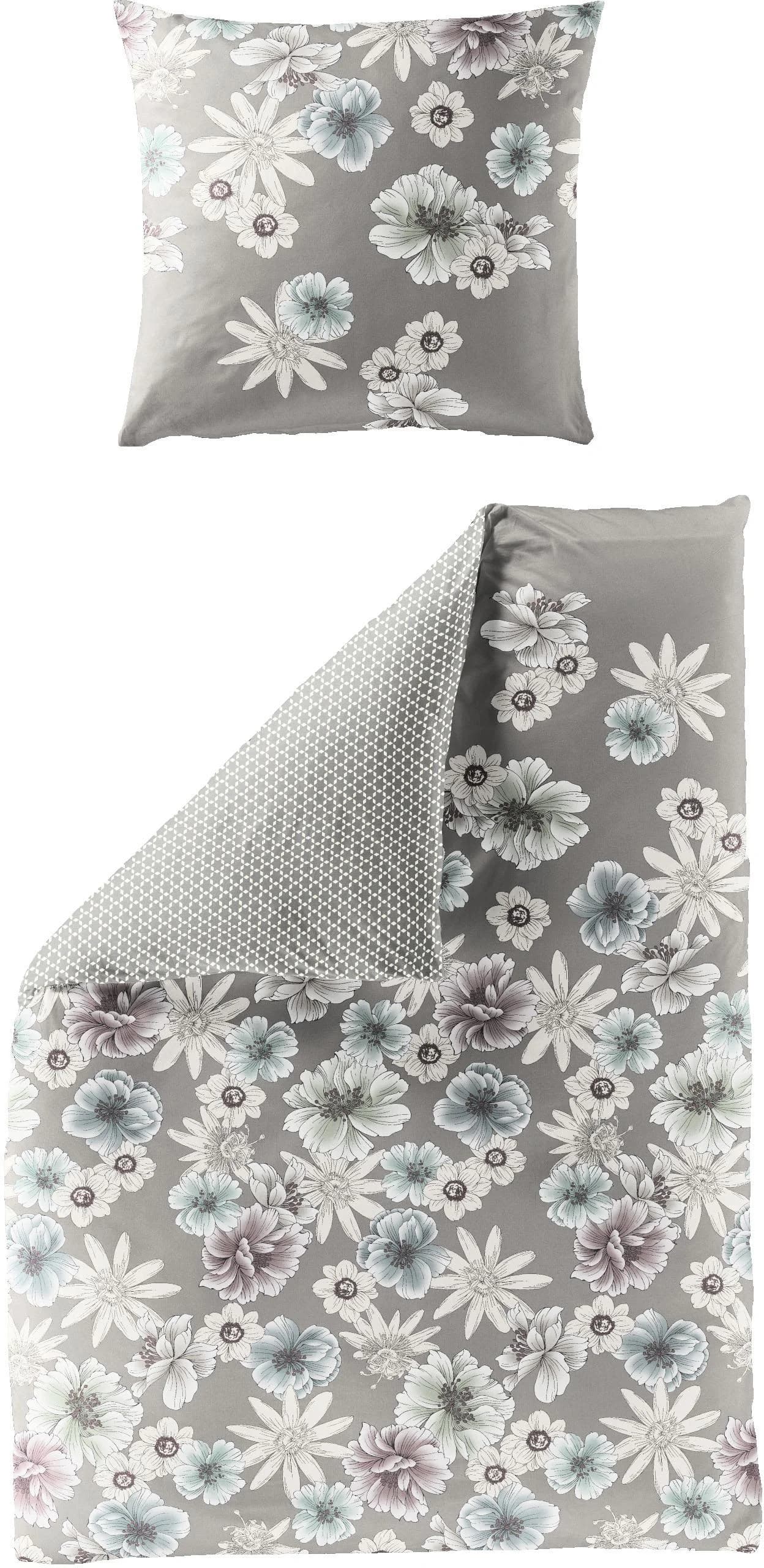 JEKATEX Bettwäsche DALIA Mako-Satin Grau 100% Baumwolle